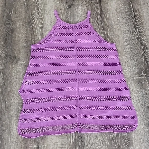 We the Free People Crochet Open Mesh High Low High Neck Tank Top XS - Picture 7 of 7